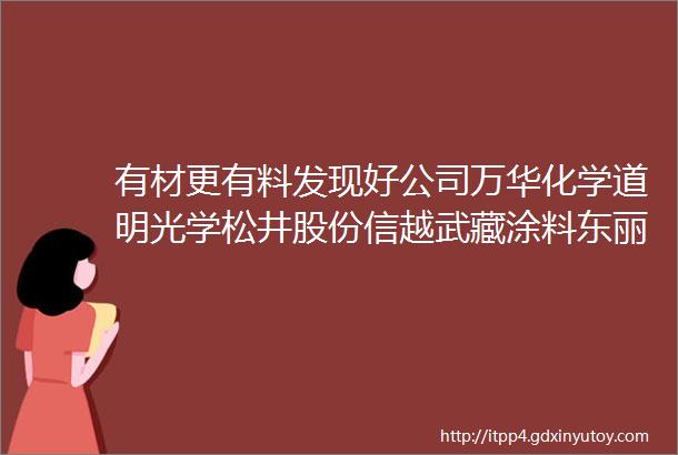 有材更有料发现好公司万华化学道明光学松井股份信越武藏涂料东丽材料企业好产品哪里找